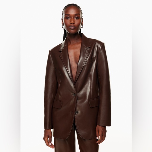 Aritzia Jackets & Blazers - Artizia Brown Faux Leather Blazer